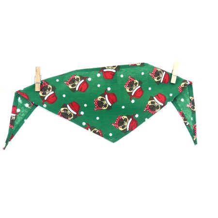 Bandana Christmas Pugs Green