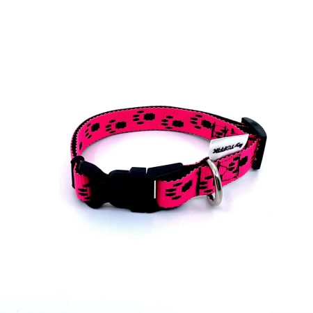 Obroża Basic Paws On Neon Pink
