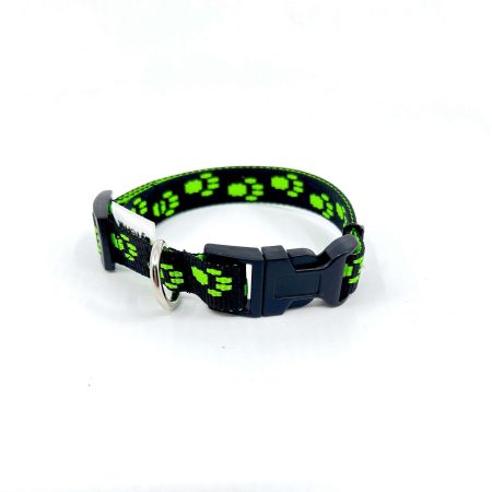 Obroza Neon Green Paws Black