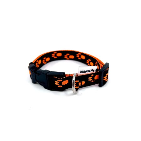 Obroza Neon Orange Paws Black